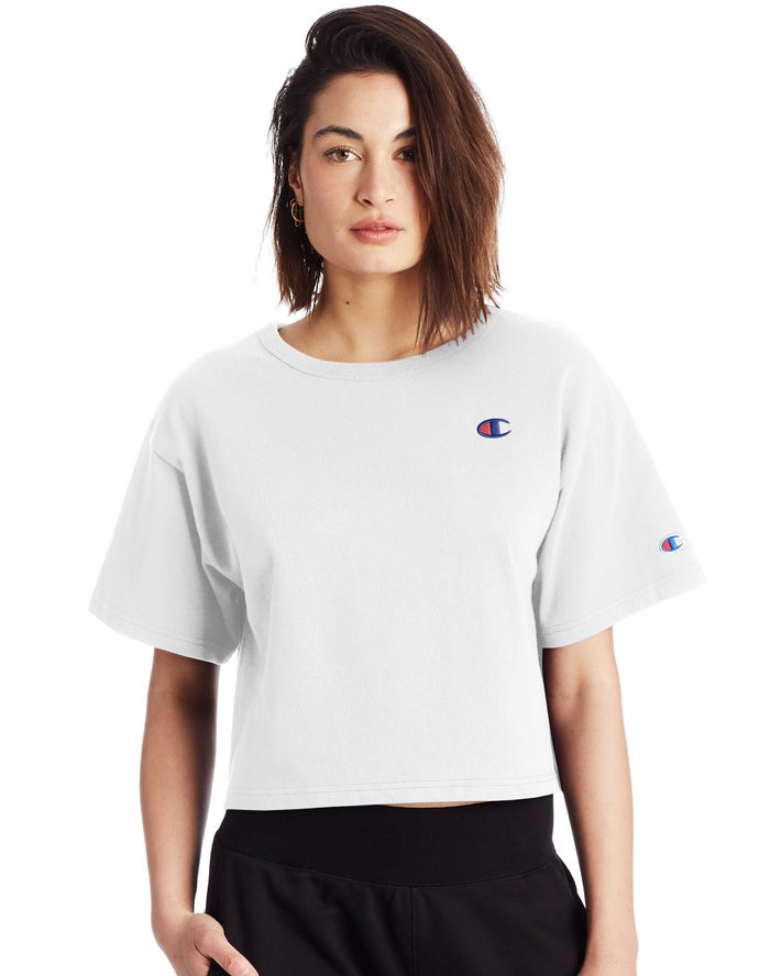 Champion Heritage Cropped C Logo T-Shirt Dames - Wit - Belgie 2561DNAQP